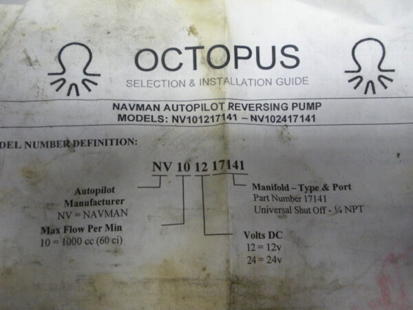 Octopus Navman Autopilot Reversing Pump NV101217141 - Image 3