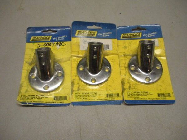 (3) Seachoice Stainless Steel 45 Degree Round Base Rail Fitting 37771