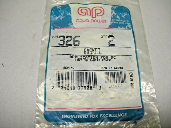 Aqua Power Thermostat Gasket 326 Fits Mercruiser 27-60208 Ford V/8 Pack of (2)