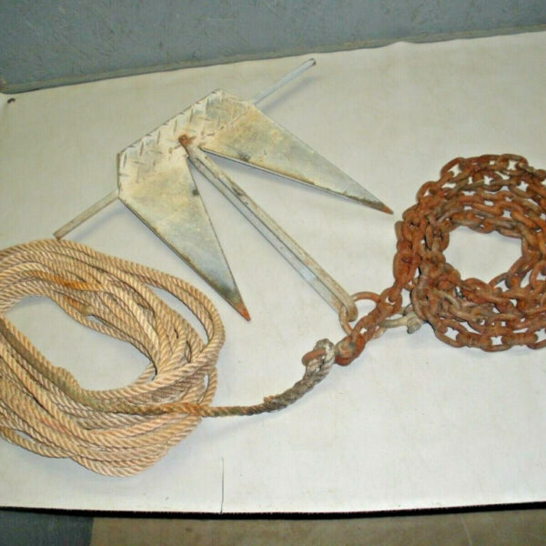 9-10 lb Galvanized Fluke Anchor and 80' of Line, 12" of Chain