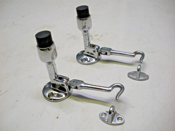 (2) Possible Perko Door Stop and Holder 3 1/2" X 1 3/4" Dia.Chrome Plated Bronze