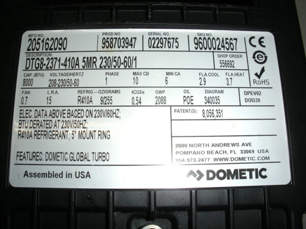 Dometic Turbo DTU 8000 BTU Marine A/C Unit 205162090 - Image 6
