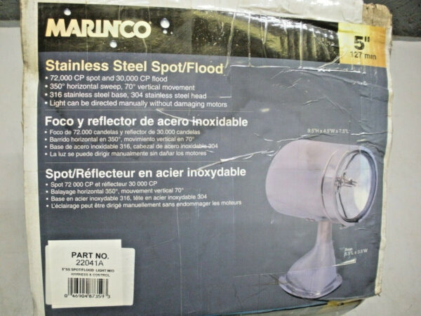 Marinco 5" Stainless Steel Spot/ Flood Light 22041A (Light Only) - Image 6