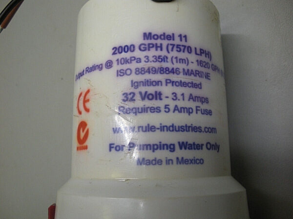 Rule Model II 2000 GPM 32 Volt Bilge Pump - Image 2