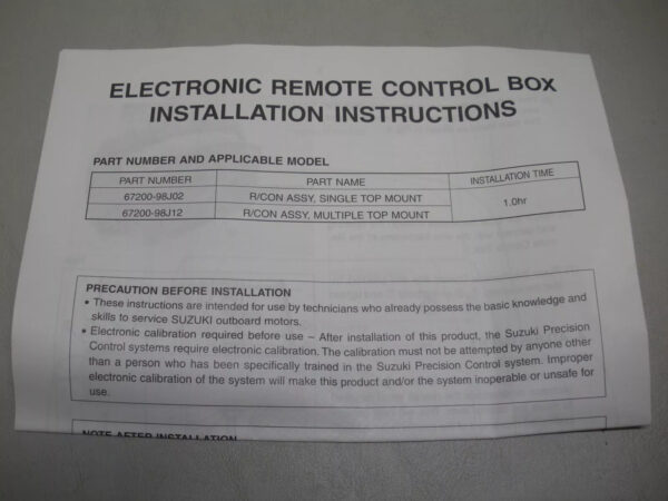 Suzuki Single Engine Control Box 67200-98J04. Superseds 98J03 Replaced By 98J06 - Image 3