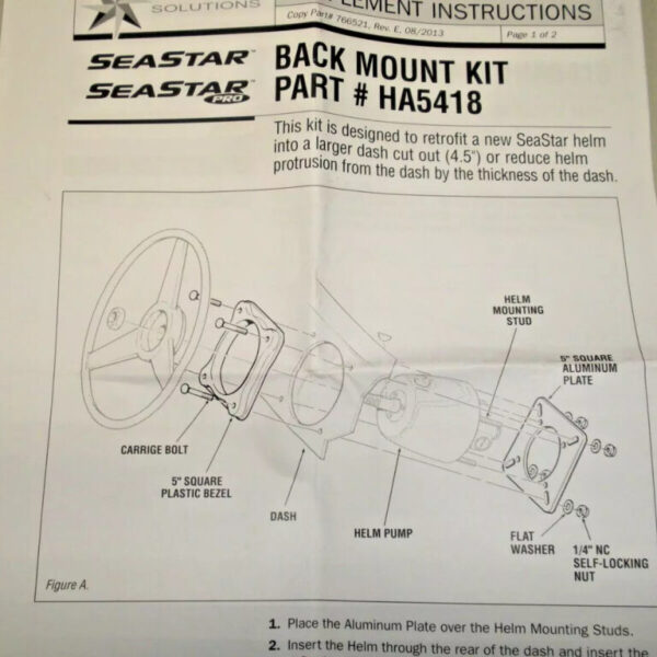 Seastar Back Mount Square Bezel Mounting Plate and Hardware HA5418