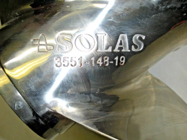 Solas SS 3 Blade Propeller 14 3/4" X 19R Suzuki 15 Spline 3551-148-19R - Image 4