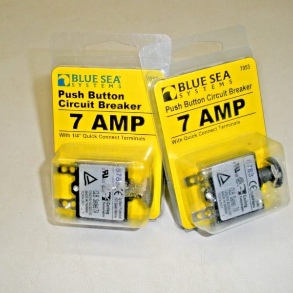 Qty (2) Blue Sea Systems Push Button Circuit Breaker 7 AMP 7053