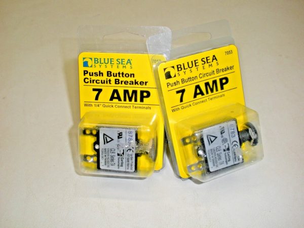 Qty (2) Blue Sea Systems Push Button Circuit Breaker 7 AMP 7053