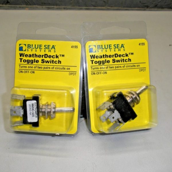 Qty (2) Blue Seas Weather Deck Toggle Switch 4155 On-Off-On