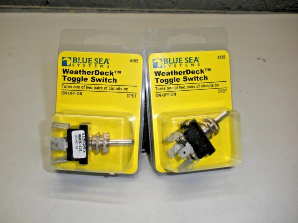 Qty (2) Blue Seas Weather Deck Toggle Switch 4155 On-Off-On
