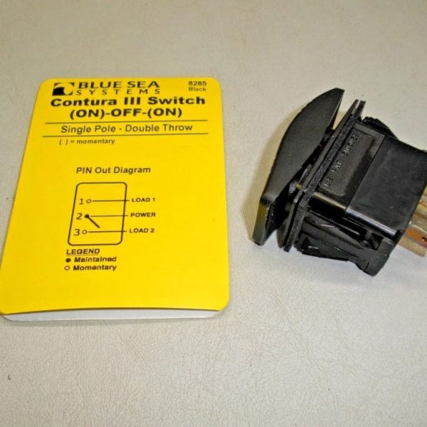 Blue Seas Contura III Black Rocker Switch 8285. On-Off-On
