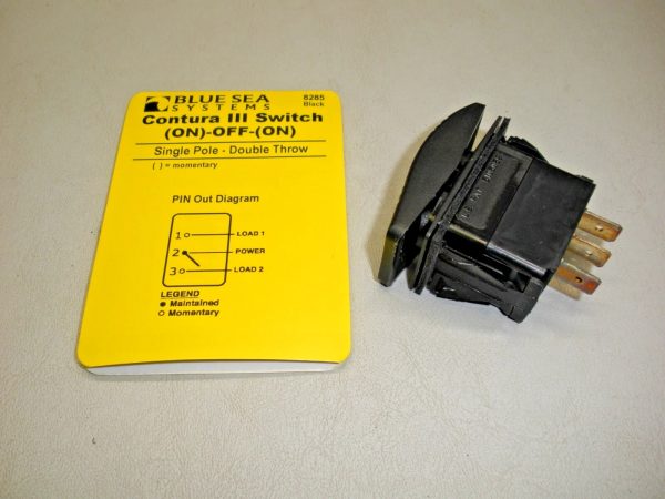 Blue Seas Contura III Black Rocker Switch 8285. On-Off-On
