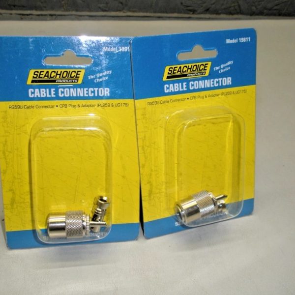 Qty (2) Seachoice Cable Connector 19811 RG59U CPB Plug and Adapter PL259 UG175