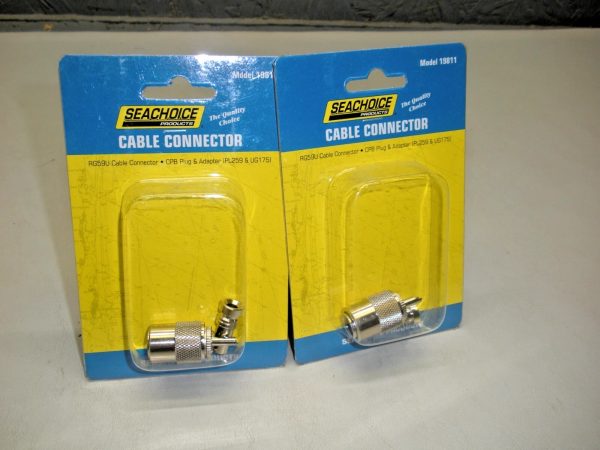 Qty (2) Seachoice Cable Connector 19811 RG59U CPB Plug and Adapter PL259 UG175