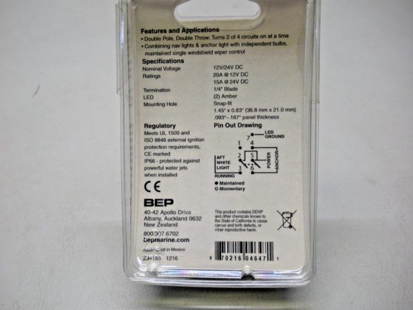 BEP Contura Lighted Navigation Rocker Switch 1001808 On-Off-On. Black or Gray - Image 2