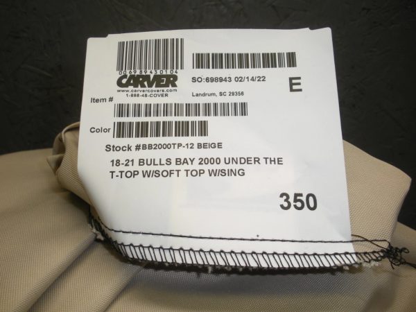 Carver "Custom Fit" Boat Cover for Bulls Bay 2000 T-Top Center Console 26006A - Image 2