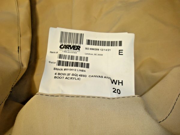 Carver Replacement Tan (Linen) 4 Bow Pontoon Boat Bimini Top 510A12 and Boot - Image 3