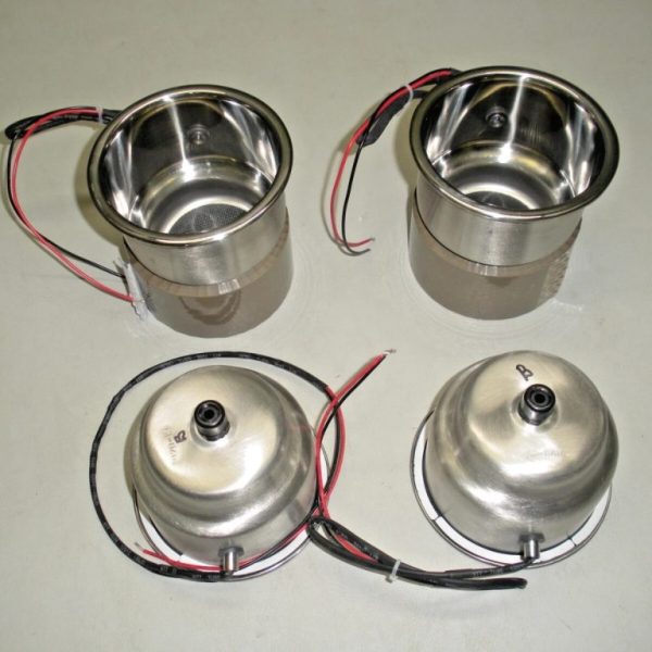 Set of (4) Deck Mate LED Lighted Stainless Steel Cup Holders PM-CH-PS-LB