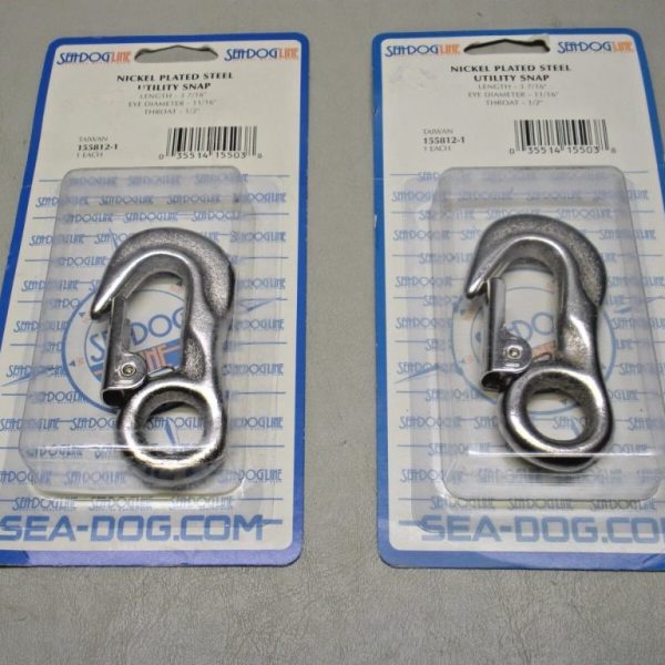 Set of (2) Sea-Dog Nickel Plated Steel Utility Snap Hook 155812-1