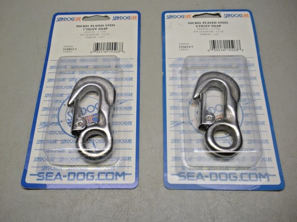 Set of (2) Sea-Dog Nickel Plated Steel Utility Snap Hook 155812-1