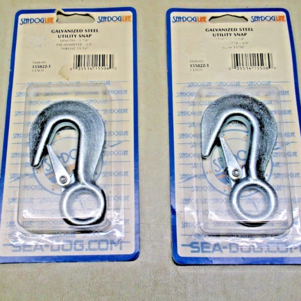Set of (2) Sea-Dog Galvanized Steel Utility Snap Hook 155822-1