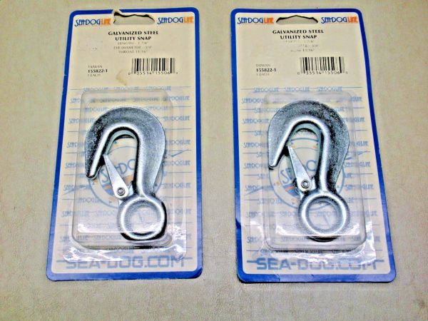 Set of (2) Sea-Dog Galvanized Steel Utility Snap Hook 155822-1