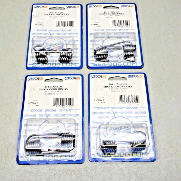 Quantity of (8) Sea-Dog 304 Stainless Steel Shock Cord Hooks 657106-1
