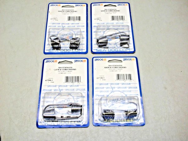 Quantity of (8) Sea-Dog 304 Stainless Steel Shock Cord Hooks 657106-1