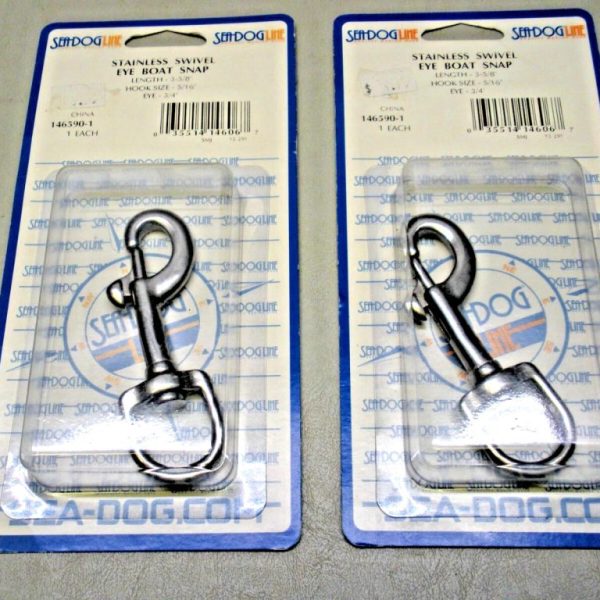 Qty (2) Sea-Dog Stainless Steel Swivel Eye Bolt Snap 146590-1
