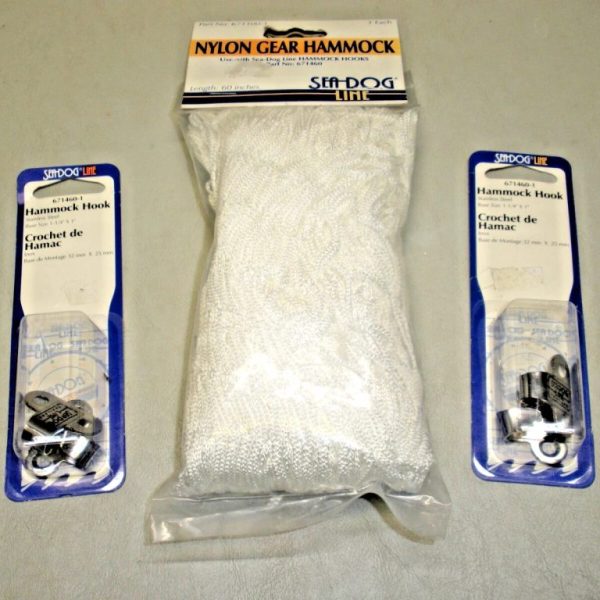 Sea-Dog 60" Nylon Gear Hammock 671100-1 and (4) Hammock Hooks 671460-1
