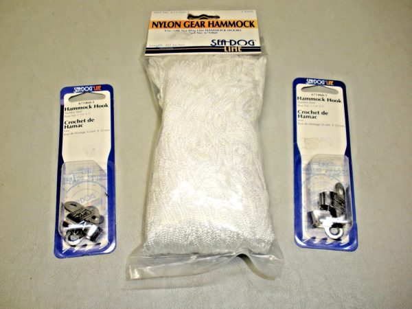 Sea-Dog 60" Nylon Gear Hammock 671100-1 and (4) Hammock Hooks 671460-1