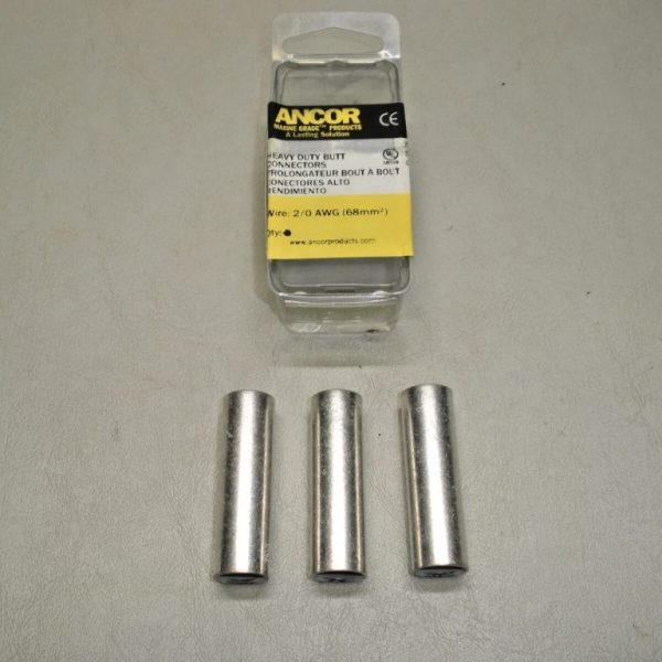 Qty (3) Ancor Tinned Copper Butt Connector 2/0 AWG 252190