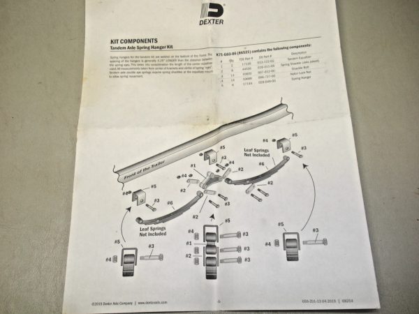 Dexter/ Tie Down Tandem Axle Hanger and Attaching Parts Kit K71-G03-06, 86521 - Image 2