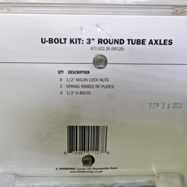 Dexter U Bolt Kit for 3" Round Axles K71-G02-28. Replaces Tie Down 86526