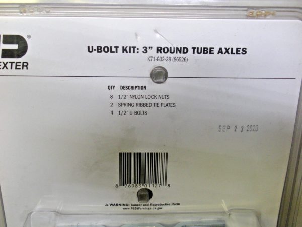 Dexter U Bolt Kit for 3" Round Axles K71-G02-28. Replaces Tie Down 86526 - Image 2