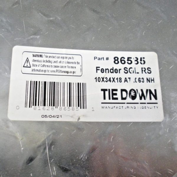 Tie Down Single Axle Aluminum Diamond Plate Trailer Fender 86585