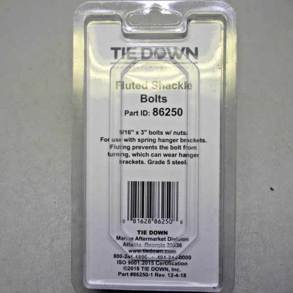 Tie Down 9/16" Fluted Spring Shackle Bolts 86250