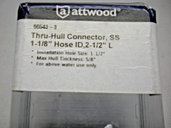 Attwood 1 1/8" Stainless Steel Thru Hull Connector 66543-3 - Image 3