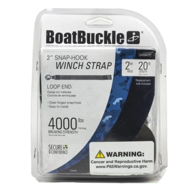 "Boat Buckle" Brand F05848 20' X 2" Snap Hook Winch Strap With Loop End