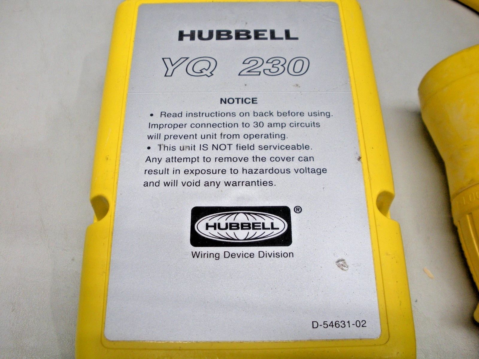 Genuine Hubbell YQ230 "Smart" Y Adapter 50A-125/250V Female To (2) 30A-125V Male - Image 2