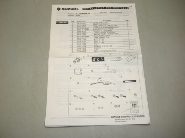 Genuine Suzuki Tiller Handle Assembly 63002-88L33-0EP - Image 7